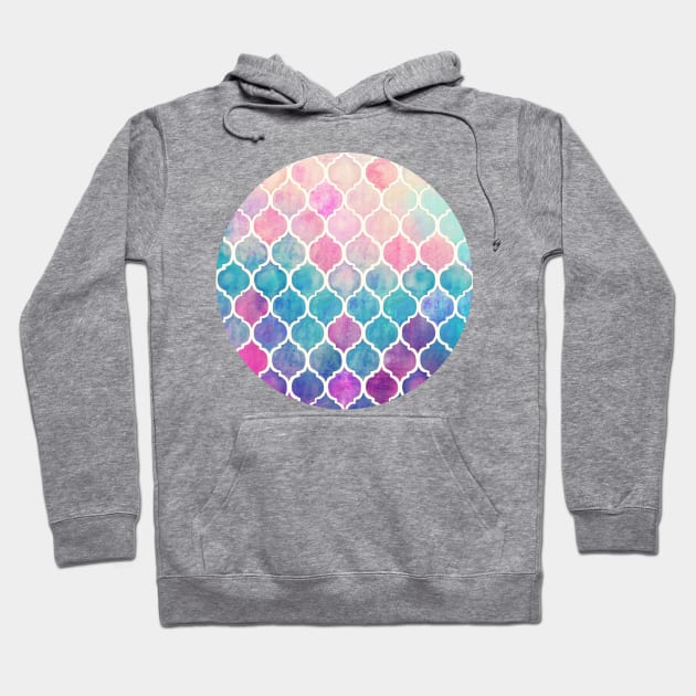 Rainbow Pastel Watercolor Moroccan Pattern Hoodie by micklyn